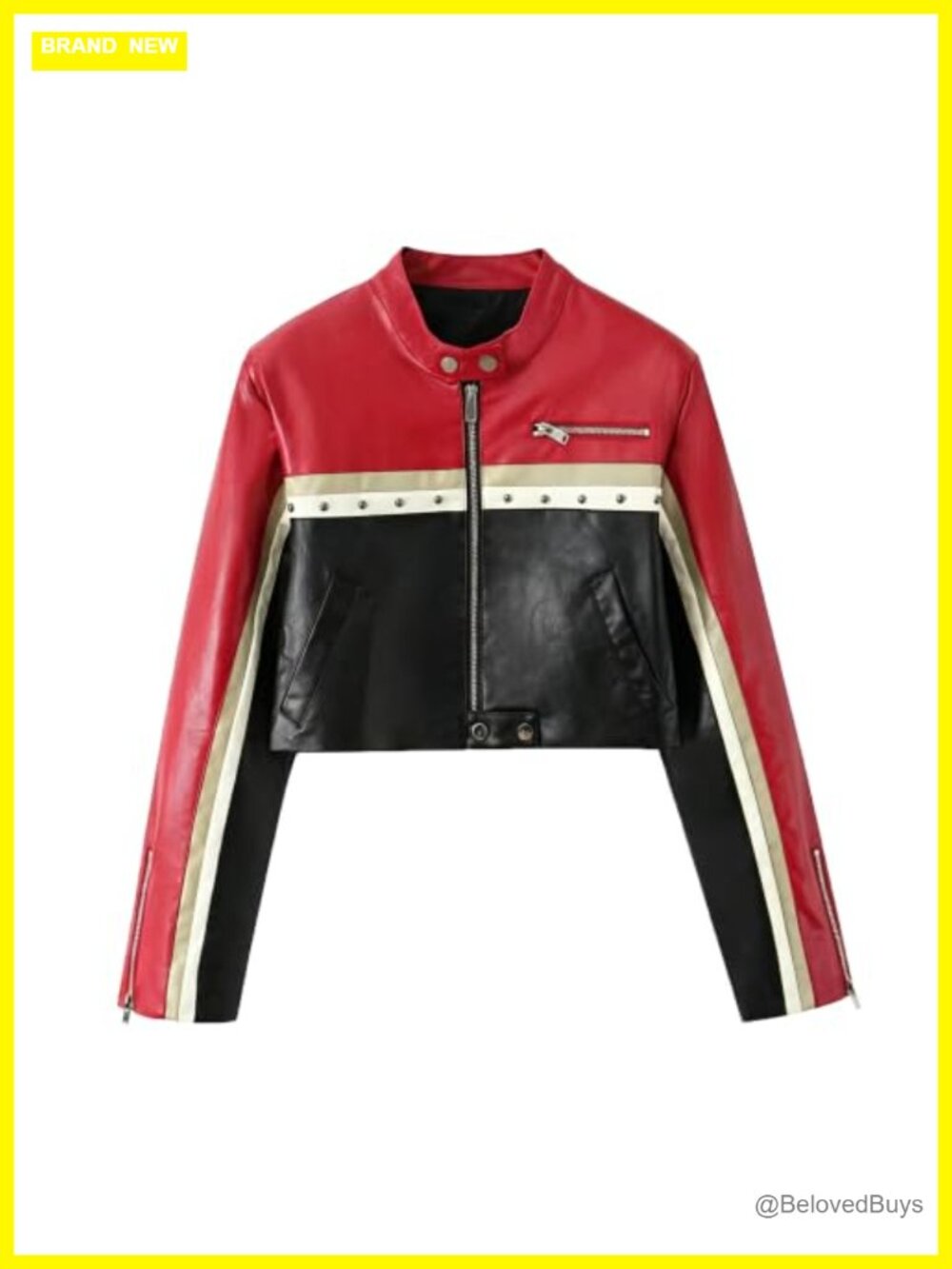 Faux Leather Cropped Moto Jacket Slim Fit Zip Front Y2K Streetwear